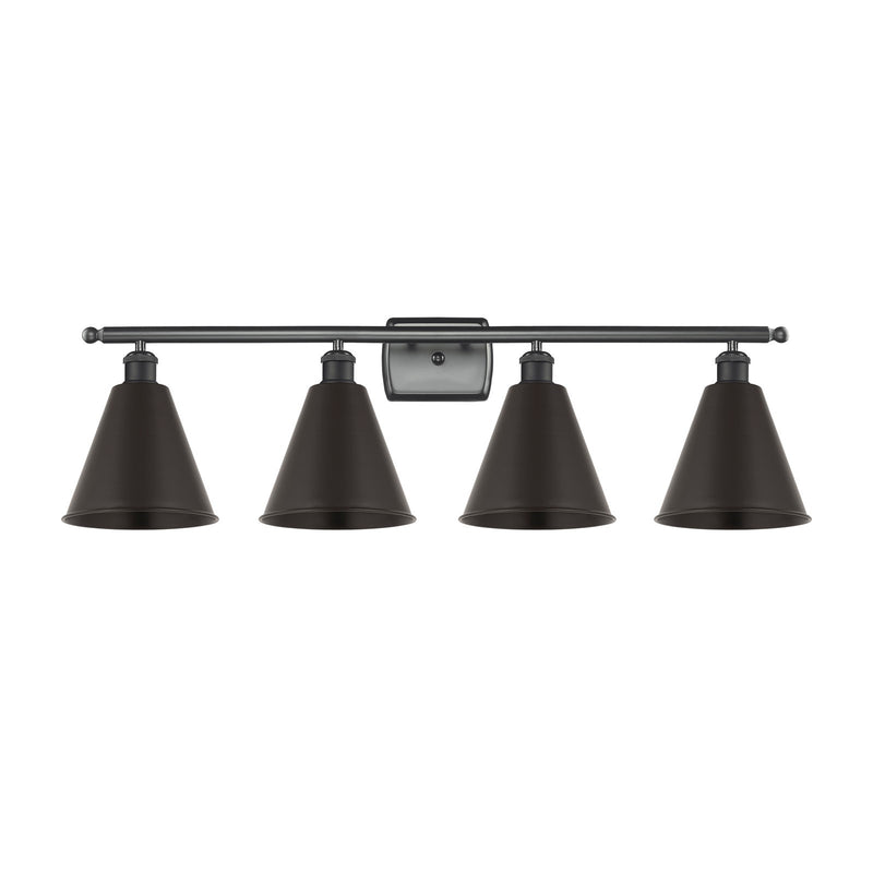 Innovations Berkshire 38in 4-Light Bath Vanity | Industrial Farmhouse Matte Black Steel and Cast Brass with Matte Black Metal | Model 516-4W-BK-MBC-8-BK