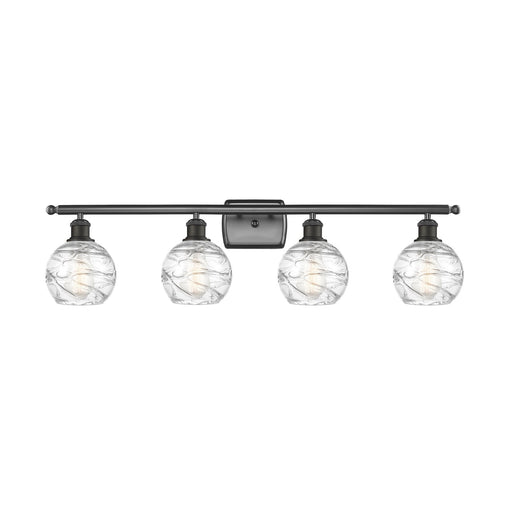 Innovations Athens Deco Swirl 36in 4-Light Bath Vanity Light | Industrial Oil Rubbed Bronze Steel and Clear Glass | Bathroom | Model 516-4W-OB-G1213-6CL