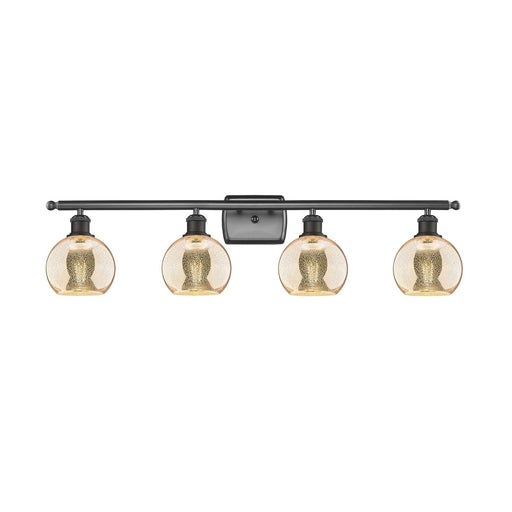 Innovations Athens 36in 4-Light Bath Vanity | Industrial Oil Rubbed Bronze Steel and Mercury Glass | Bathroom Vanity Light | Model 516-4W-OB-G128-6