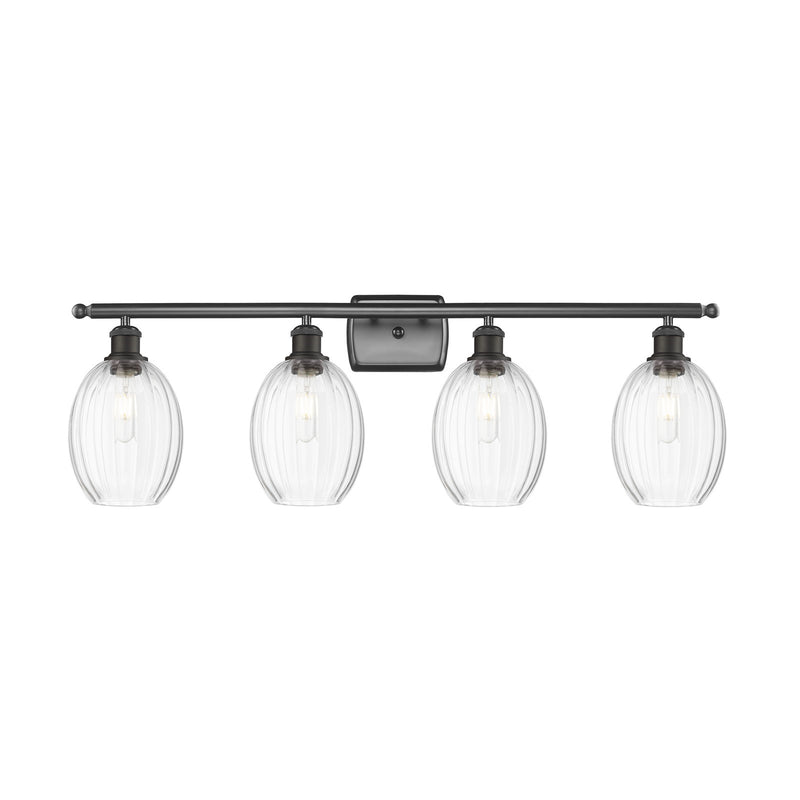 Innovations Preston 36in 4-Light Bath Vanity Light | Industrial Oil Rubbed Bronze Steel and Clear Glass | Bathroom Vanity | Model 516-4W-OB-G459-6CL