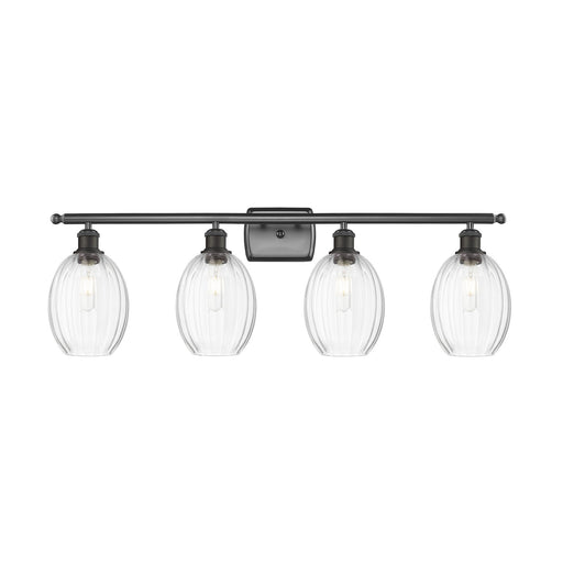 Innovations Preston 36in 4-Light Bath Vanity Light | Industrial Oil Rubbed Bronze Steel and Clear Glass | Bathroom Vanity | Model 516-4W-OB-G459-6CL
