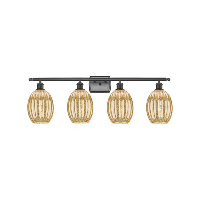 Innovations Preston Bulb 36in 4-Light Bath Vanity Light | Industrial Oil Rubbed Bronze Steel and Mercury Glass | Bathroom | Model 516-4W-OB-G459-6ME