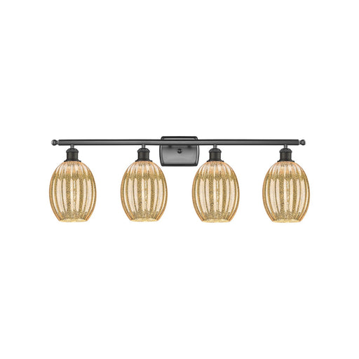 Innovations Preston Bulb 36in 4-Light Bath Vanity Light | Industrial Oil Rubbed Bronze Steel and Mercury Glass | Bathroom | Model 516-4W-OB-G459-6ME