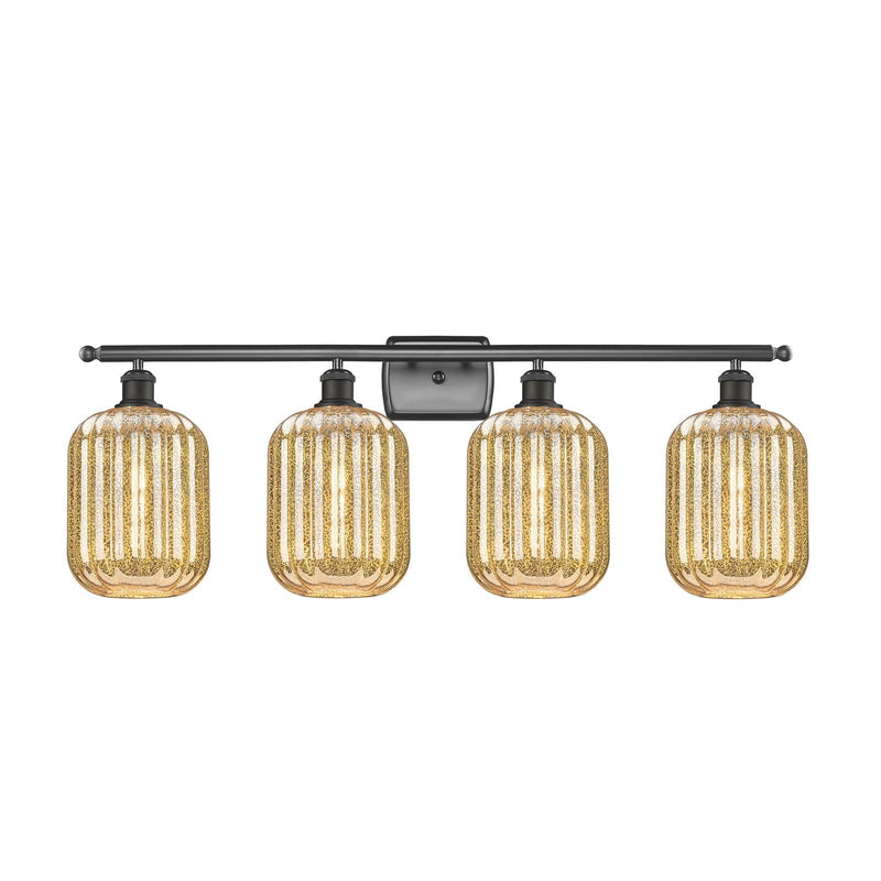 Innovations Preston Cylinder 37in 4-Light Bath Vanity | Industrial Oil Rubbed Bronze Steel and Mercury Glass | Bathroom Vanity | Model 516-4W-OB-G460-7ME