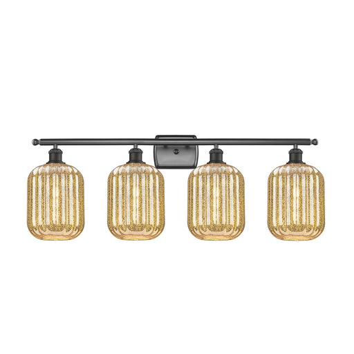 Innovations Preston Cylinder 37in 4-Light Bath Vanity | Industrial Oil Rubbed Bronze Steel and Mercury Glass | Bathroom Vanity | Model 516-4W-OB-G460-7ME