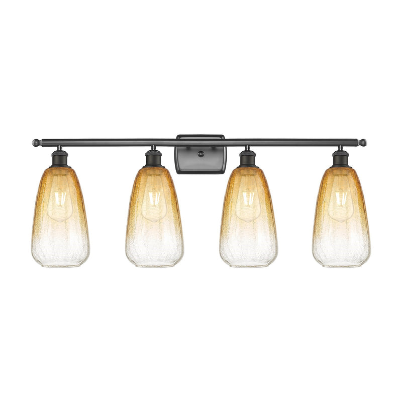 Innovations Brookhaven Almond 36in 4-Light Bath Vanity Light | Industrial Oil Rubbed Bronze and Amber Glass | Bathroom Vanity | Model 516-4W-OB-G480-6AM
