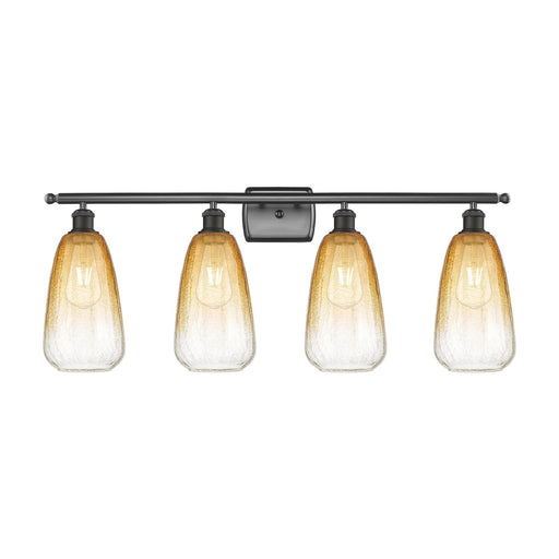 Innovations Brookhaven Almond 36in 4-Light Bath Vanity Light | Industrial Oil Rubbed Bronze and Amber Glass | Bathroom Vanity | Model 516-4W-OB-G480-6AM