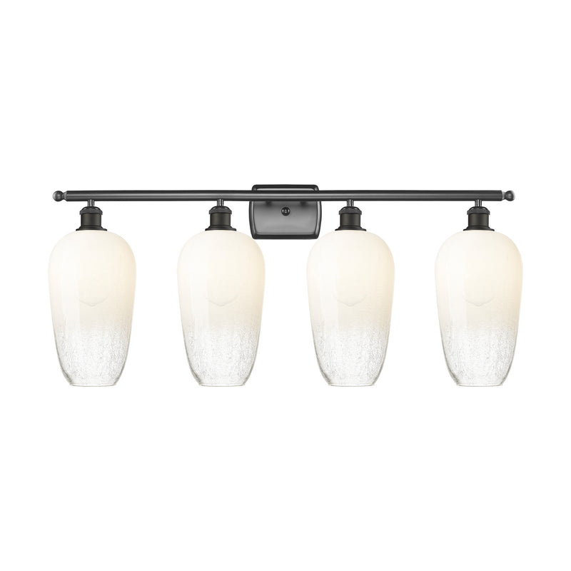 Innovations Brookhaven Flute 37in 4-Light Bath Vanity Light | Industrial Oil Rubbed Bronze Steel and Opal Glass | Bathroom | Model 516-4W-OB-G484-7OP