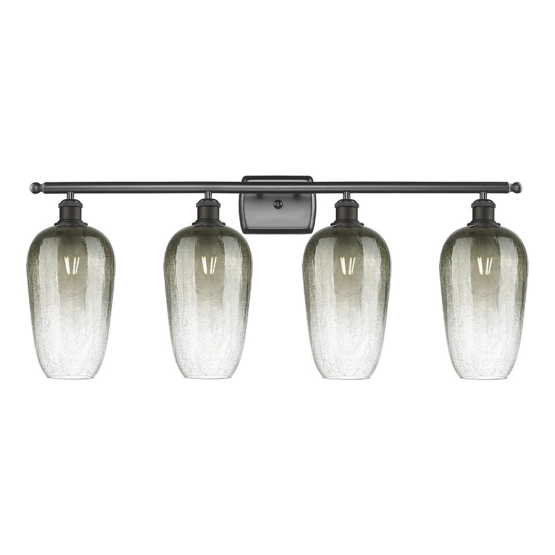 Innovations Brookhaven Flute 37in 4-Light Bath Vanity Light | Industrial Oil Rubbed Bronze Steel and Slate Glass | Bathroom | Model 516-4W-OB-G484-7SL
