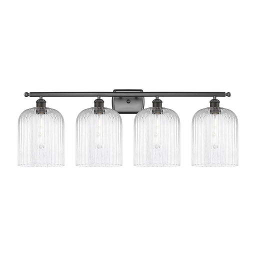 Innovations Bridal Veil 35in 4-Light Bath Vanity Light | Art Nouveau Oil Rubbed Bronze and Clear Ribbed Glass | Bathroom Vanity | Model 516-4W-OB-G559-8CL