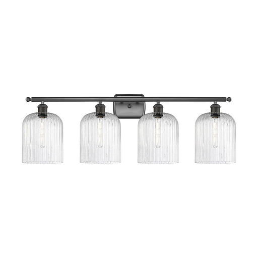 Innovations Bridal Veil 35in 4-Light Bath Vanity Light | Art Nouveau Industrial Oil Rubbed Bronze and Seedy Bell Glass | Model 516-4W-OB-G559-8SDY