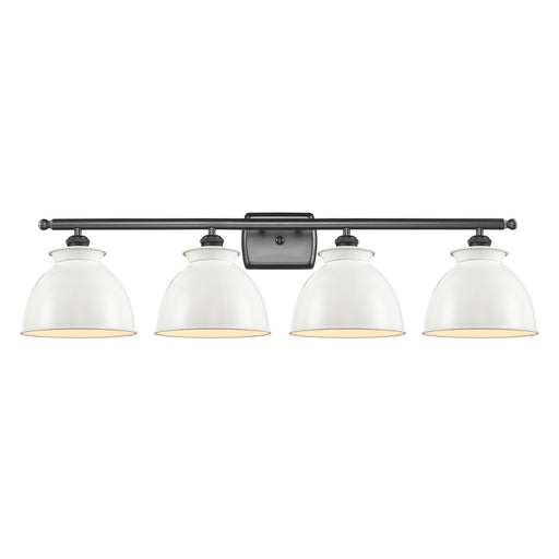 Innovations Adirondack 38in 4-Light Bath Vanity | Industrial Farmhouse Oil Rubbed Bronze Steel and Glossy White Metal Shade | Model 516-4W-OB-M14-W