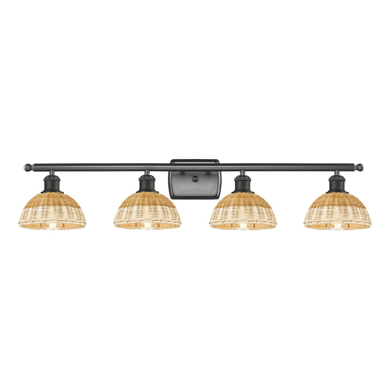 Innovations Lighting Bristol Natural II 38in 4-Light Bath Vanity Light | Industrial Oil Rubbed Bronze Steel and Natural | Model 516-4W-OB-NBD2-75-NAT