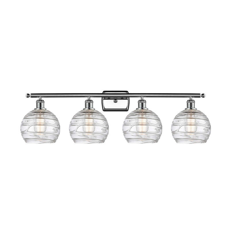 Innovations Athens Deco Swirl 38in 4-Light Bath Vanity Light | Industrial Polished Chrome and Clear Deco Swirl Glass | Model 516-4W-PC-G1213-8CL