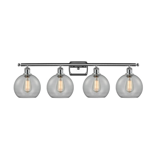 Innovations Athens 38in 4-Light Bath Vanity Light | Industrial Modern Polished Chrome and Clear Glass | Bathroom Vanity | 38 | Model 516-4W-PC-G122-8-LED
