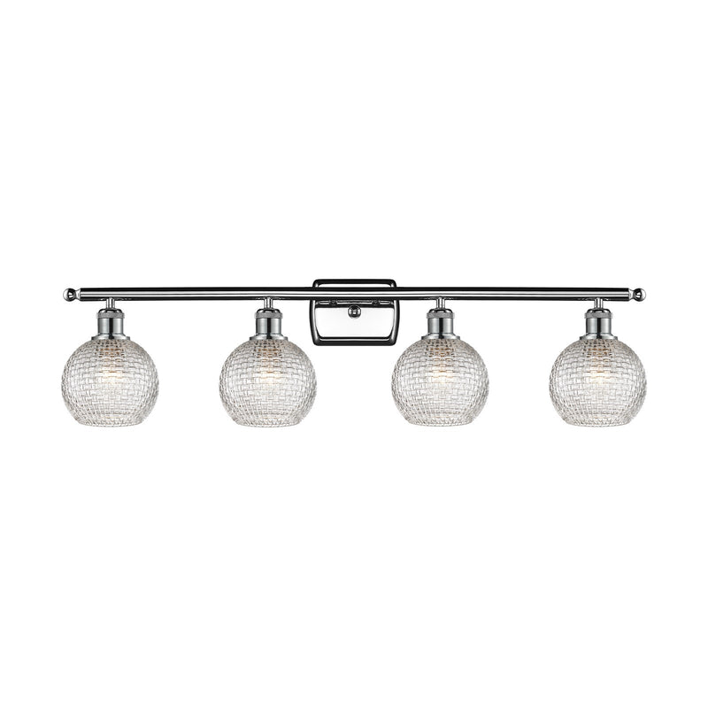 Innovations Athens 36in 4-Light Bath Vanity Light | Modern Farmhouse Polished Chrome and Clear Basket Weave Glass | Bathroom | Model 516-4W-PC-G122C-6CL