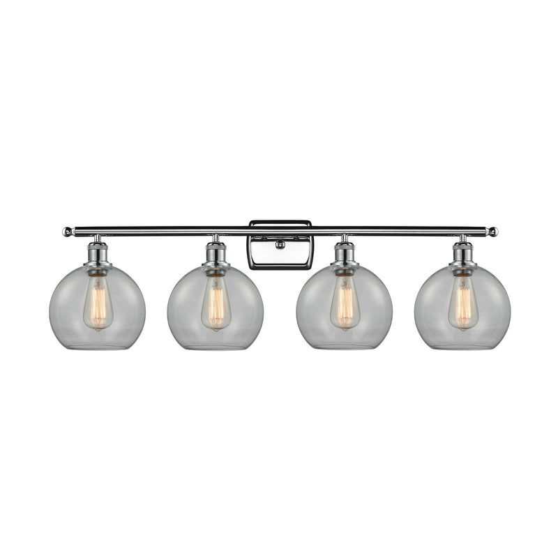 Innovations Athens 38in 4-Light Bath Vanity | Modern Farmhouse Polished Chrome and Clear Basket Weave Glass | Bathroom Vanity | Model 516-4W-PC-G122C-8CL