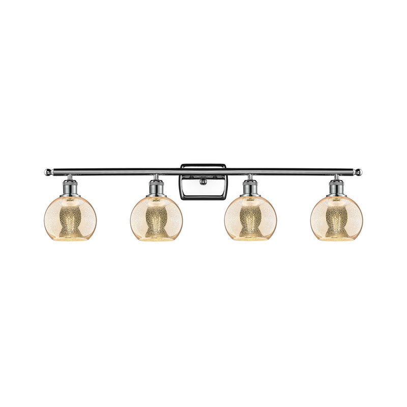 Innovations Athens 36in 4-Light Bath Vanity | Industrial Polished Chrome and Mercury Glass | Bathroom Vanity Light | 35.88 x 8.88 | Model 516-4W-PC-G128-6