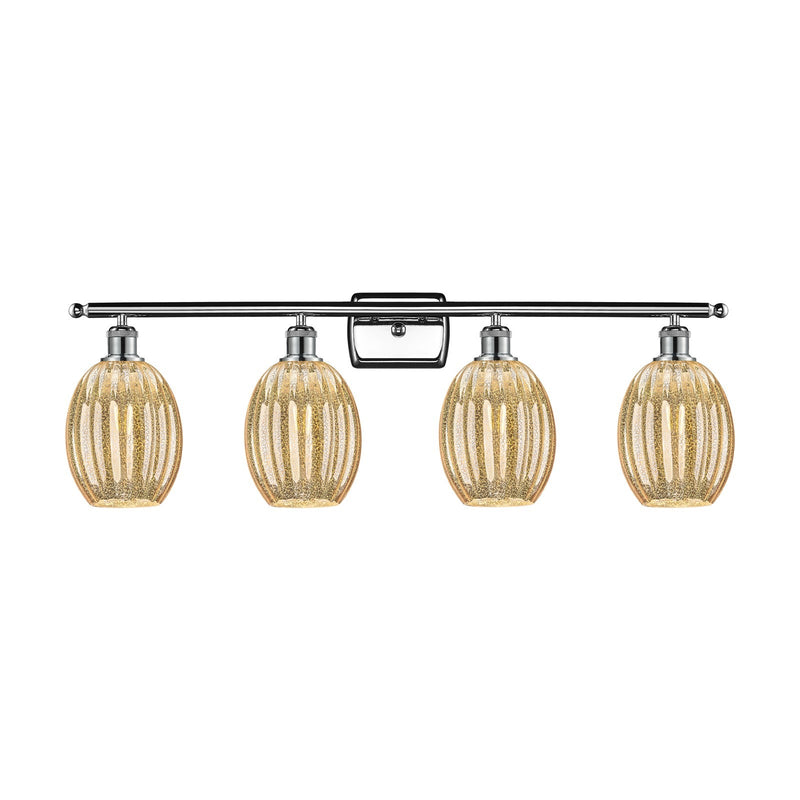 Innovations Preston Bulb 36in 4-Light Bath Vanity Light | Industrial Polished Chrome and Mercury Glass | Bathroom Vanity | Model 516-4W-PC-G459-6ME