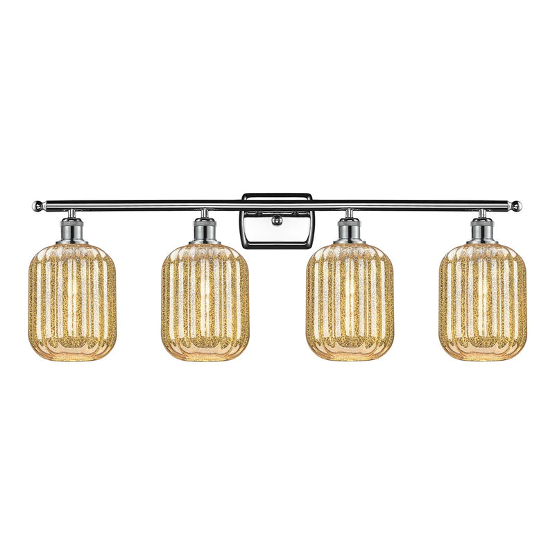 Innovations Preston Cylinder 37in 4-Light Bath Vanity Light | Industrial Polished Chrome Steel and Mercury Glass | Bathroom | Model 516-4W-PC-G460-7ME
