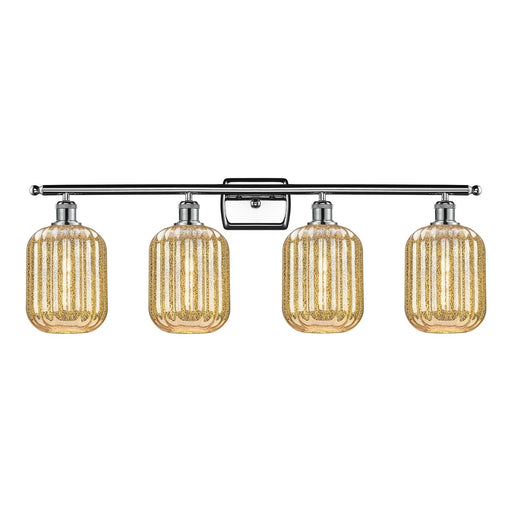 Innovations Preston Cylinder 37in 4-Light Bath Vanity Light | Industrial Polished Chrome Steel and Mercury Glass | Bathroom | Model 516-4W-PC-G460-7ME