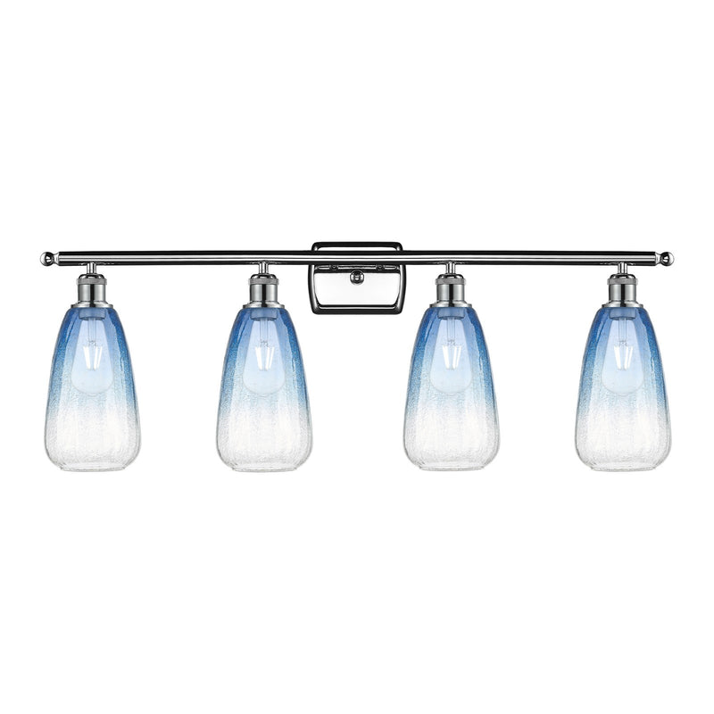 Innovations Brookhaven Almond 36in 4-Light Bath Vanity Light | Industrial Modern Polished Chrome and Sapphire Blue Glass | Model 516-4W-PC-G480-6SB