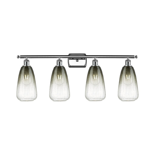 Innovations Brookhaven Almond 36in 4-Light Bath Vanity Light | Industrial Polished Chrome Steel and Slate Glass | Bathroom | Model 516-4W-PC-G480-6SL