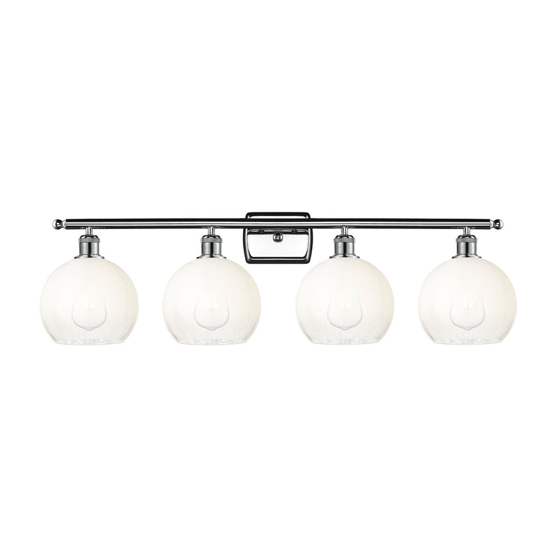 Innovations Brookhaven Globe 38in 4-Light Bath Vanity Light | Industrial Polished Chrome and Opal Glass | Bathroom Vanity | Model 516-4W-PC-G483-8OP