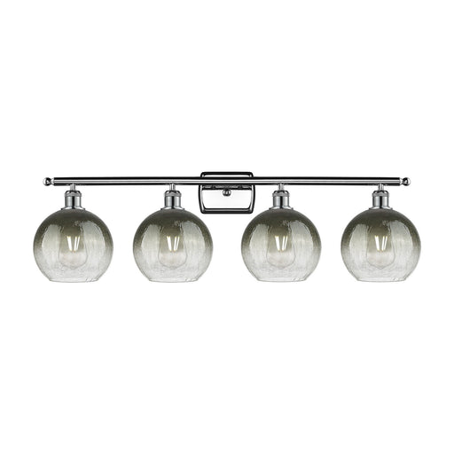 Innovations Brookhaven Globe 38in 4-Light Bath Vanity Light | Industrial Modern Polished Chrome and Slate Glass | Damp-Rated | Model 516-4W-PC-G483-8SL
