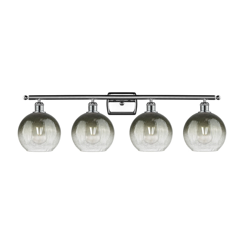 Innovations Brookhaven Globe 38in 4-Light Bath Vanity Light | Industrial Modern Polished Chrome and Slate Glass | Damp-Rated | Model 516-4W-PC-G483-8SL