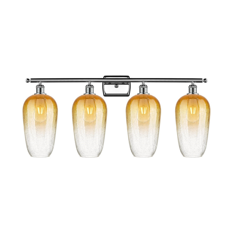 Innovations Brookhaven Flute 37in 4-Light Bath Vanity | Industrial Modern Polished Chrome and Amber Glass | Bathroom Vanity | Model 516-4W-PC-G484-7AM