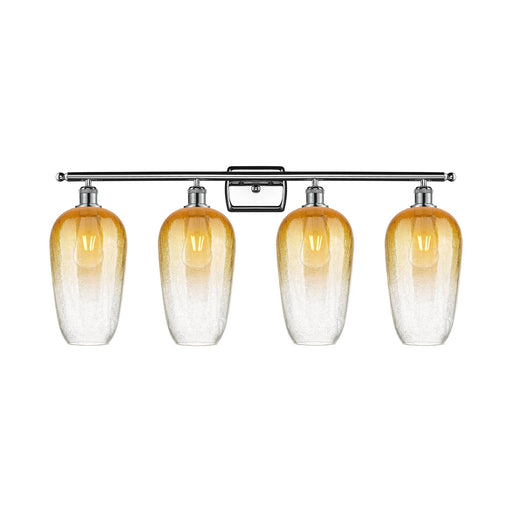 Innovations Brookhaven Flute 37in 4-Light Bath Vanity | Industrial Modern Polished Chrome and Amber Glass | Bathroom Vanity | Model 516-4W-PC-G484-7AM