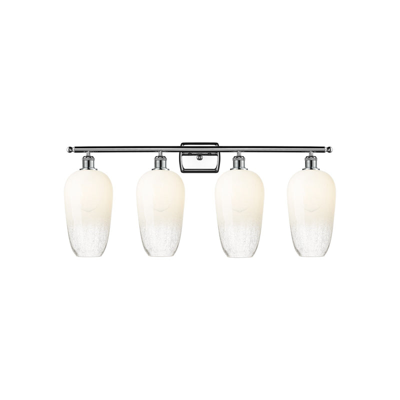 Innovations Brookhaven Flute 37in 4-Light Bath Vanity | Industrial Modern Polished Chrome and Opal Glass | Bathroom Vanity | Model 516-4W-PC-G484-7OP