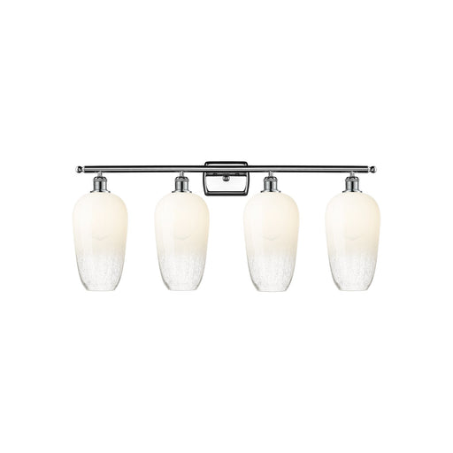 Innovations Brookhaven Flute 37in 4-Light Bath Vanity | Industrial Modern Polished Chrome and Opal Glass | Bathroom Vanity | Model 516-4W-PC-G484-7OP