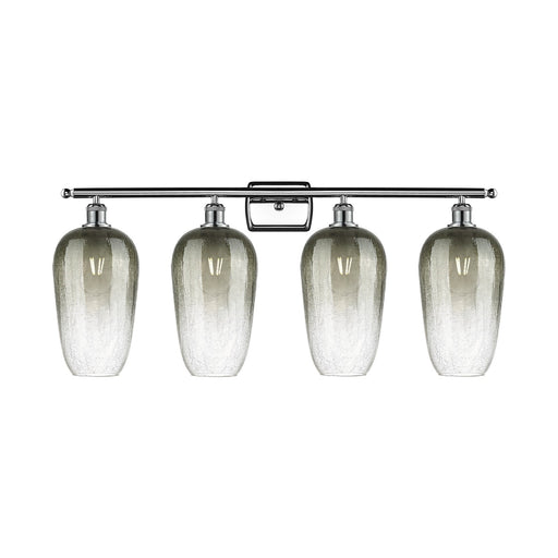 Innovations Brookhaven Flute 37in 4-Light Bath Vanity Light | Industrial Modern Polished Chrome and Slate Glass | Damp-Rated | Model 516-4W-PC-G484-7SL