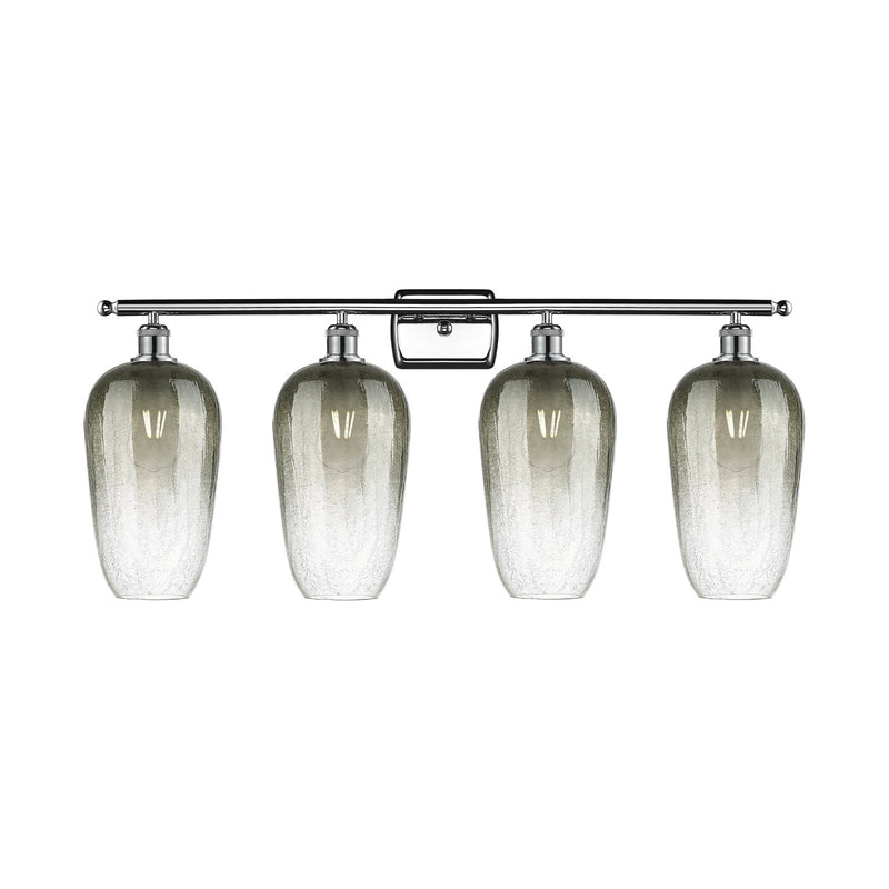 Innovations Brookhaven Flute 37in 4-Light Bath Vanity Light | Industrial Modern Polished Chrome and Slate Glass | Damp-Rated | Model 516-4W-PC-G484-7SL