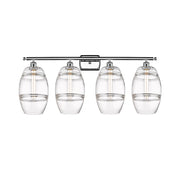 Innovations Lighting Vaz 38in 4-Light Bathroom Vanity Light | Industrial Modern Polished Chrome and Clear Glass | Bathroom | Model 516-4W-PC-G557-8CL