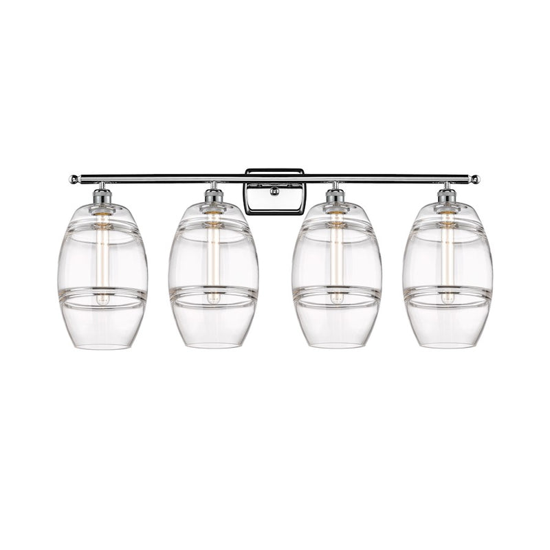 Innovations Lighting Vaz 38in 4-Light Bathroom Vanity Light | Industrial Modern Polished Chrome and Clear Glass | Bathroom | Model 516-4W-PC-G557-8CL