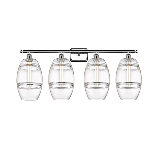 Innovations Lighting Vaz 38in 4-Light Bathroom Vanity Light | Industrial Modern Polished Chrome and Clear Glass | Bathroom | Model 516-4W-PC-G557-8CL