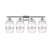 Innovations Lighting Vaz 38in 4-Light Bathroom Vanity Light | Industrial Modern Polished Chrome and Clear Glass | Bathroom | Model 516-4W-PC-G557-8CL