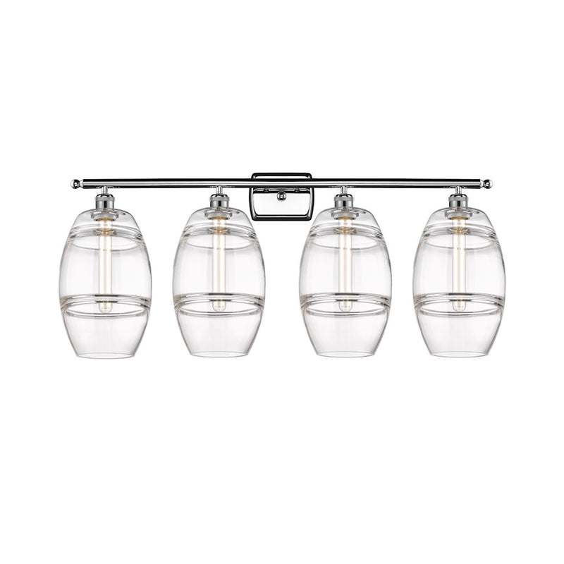 Innovations Lighting Vaz 38in 4-Light Bathroom Vanity Light | Industrial Modern Polished Chrome and Clear Glass | Bathroom | Model 516-4W-PC-G557-8CL