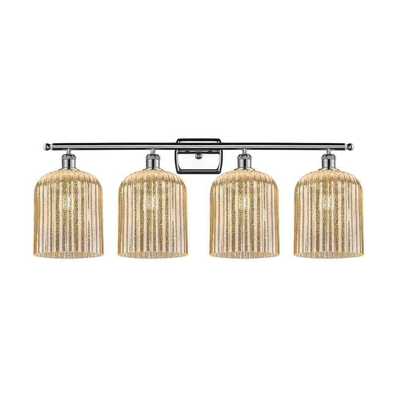 Innovations Bridal Veil 35in 4-Light Bath Vanity | Art Nouveau Industrial Polished Chrome and Mercury Ribbed Glass | Bathroom | Model 516-4W-PC-G559-8ME