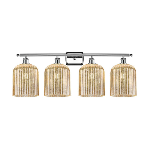 Innovations Bridal Veil 35in 4-Light Bath Vanity | Art Nouveau Industrial Polished Chrome and Mercury Ribbed Glass | Bathroom | Model 516-4W-PC-G559-8ME