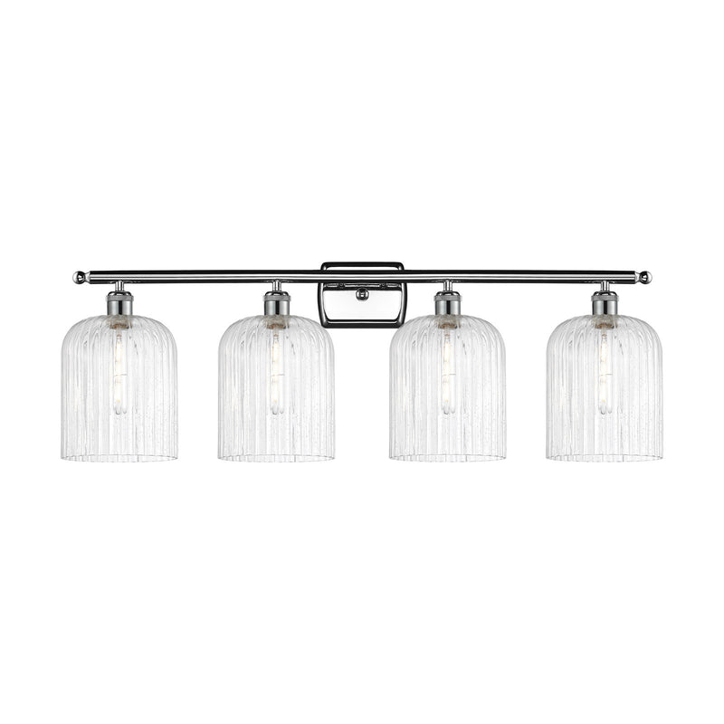 Innovations Bridal Veil 35in 4-Light Bath Vanity Light | Art Nouveau Polished Chrome and Seedy Ribbed Glass | Bathroom Vanity | Model 516-4W-PC-G559-8SDY