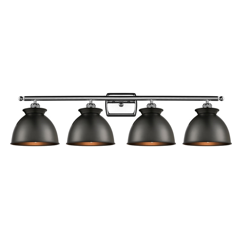 Innovations Adirondack 38in 4-Light Bath Vanity Light | Industrial Farmhouse Polished Chrome and Matte Black Metal Shade | Model 516-4W-PC-M14-BK