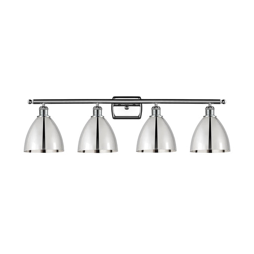 Innovations Bristol 38in 4-Light Bath Vanity Light | Industrial Farmhouse Polished Chrome and Metal Shade | Bathroom | Model 516-4W-PC-MBD-75-PC-LED
