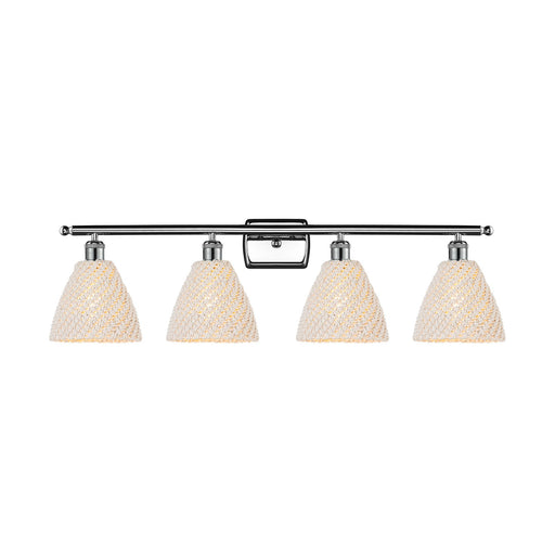 Innovations Bristol Natural 38in 4-Light Bath Vanity Light | Industrial Polished Chrome and Natural Fiber Shade | Bathroom | Model 516-4W-PC-NBD-75-NAT