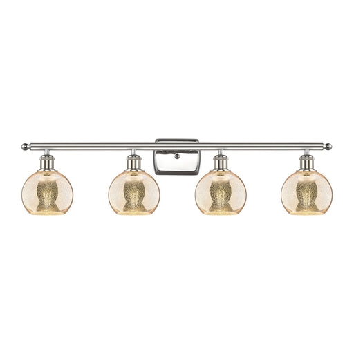 Innovations Athens 36in 4-Light Bath Vanity | Industrial Polished Nickel and Mercury Glass | Bathroom Vanity Light | 35.88 x 7.06 | Model 516-4W-PN-G128-6