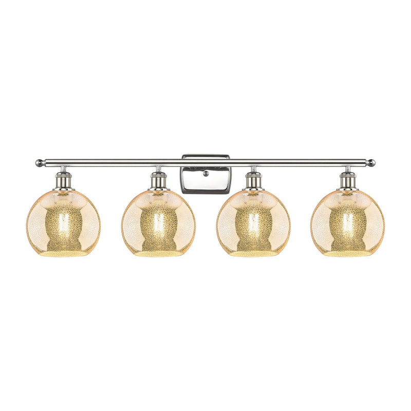 Innovations Athens 38in 4-Light Bath Vanity Light | Industrial Polished Nickel and Mercury Glass | Bathroom Vanity | 38 x 8.12 x | Model 516-4W-PN-G128-8
