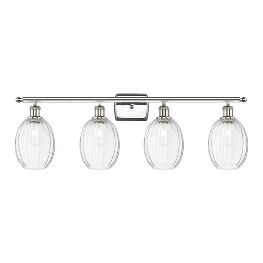 Innovations Preston Bulb 36.25in 4-Light Bath Vanity Light | Industrial Polished Nickel and Clear Glass | Bathroom & Powder | Model 516-4W-PN-G459-6CL